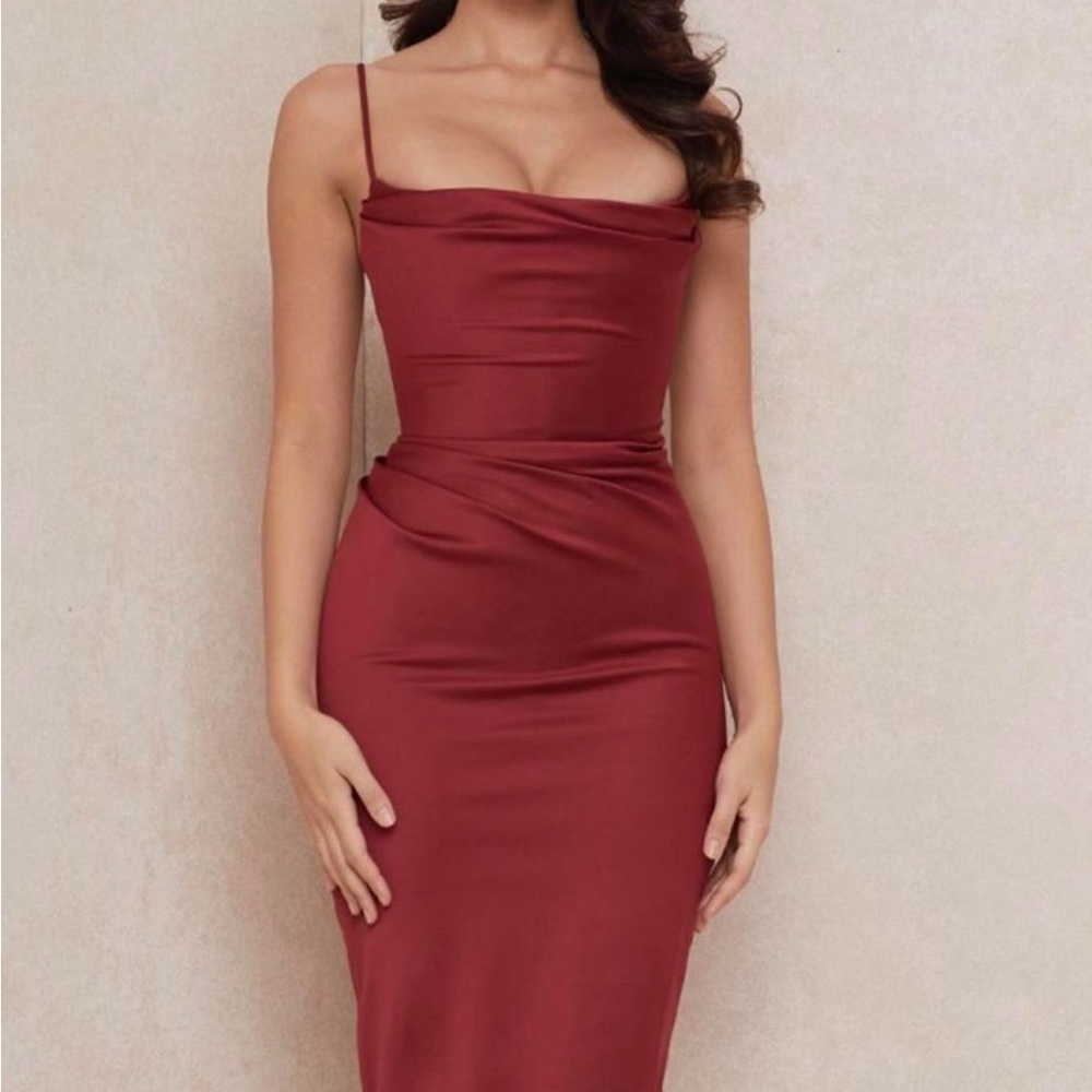 House of CB Anja Satin Dress Wine